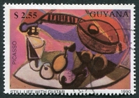 N°2350-1990-GUYAREP-TABLEAU-NATURE MORT/GUITARE-PICASSO-2D55