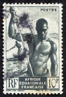 N°223-1947-AFRIQUE EQUAT FR-PIROGUIER DU NIGER-10F