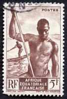 N°221-1947-AFRIQUE EQUAT FR-PIROGUIER DU NIGER-5F