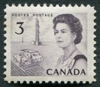 N°0380-1967-CANADA-ELIZABETH II-PRAIRIE-3C-VIOLET