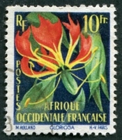 N°068-1958-AFRIQUE OCCID FR-FLEUR-GLORIOSA-10F