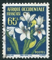 N°072-1958-AFRIQUE OCCID FR-FLEUR-CRONUM MOOREI-65F