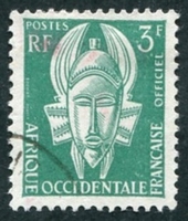 N°002-1958-AFRIQUE OCCID FR-MASQUE-3F-VERT/BLEU