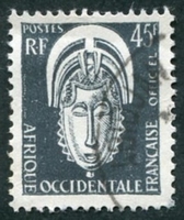 N°008-1958-AFRIQUE OCCID FR-MASQUE-45F-GRIS FONCE