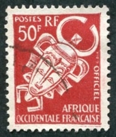 N°009-1958-AFRIQUE OCCID FR-MASQUE-50F-ROUGE/BRUN