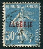 N°017-1924-ALGERIE FR-SEMEUSE-30C-BLEU