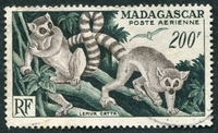 N°77-1954-MADAGASCAR-FAUNE-LEMURIENS-200F