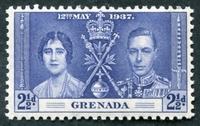 N°0121-1937-GRENADE-COURONNEMENT GEORGE VI-2P1/2-BLEU