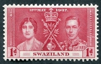 N°0024-1937-SWAZILAND-COURONNEMENT GEORGE VI-1P-ROUGE
