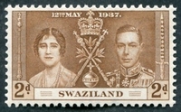 N°0025-1937-SWAZILAND-COURONNEMENT GEORGE VI-2P-BRUN
