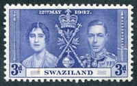 N°0026-1937-SWAZILAND-COURONNEMENT GEORGE VI-3P-BLEU
