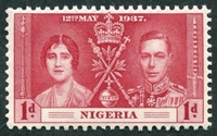 N°049-1937-NIGERIA-COURONNEMENT GEORGE VI-1P-ROUGE