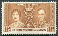 N°0091-1937-STCHRIST-COURONNEMENT GEORGE VI-1P1/2-BRUN/JAUNE