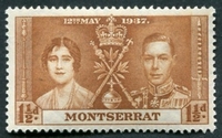 N°0092-1937-MONTSER-COURONNEMENT GEORGE VI-1P1/2-BRUN/JAUNE