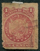 N°0023-1887-BOLIVIE-ARMOIRIES 11 ETOILES-1C-ROSE