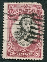 N°0050-1897-BOLIVIE-GENERAL JOSE BALLIVIAN-20C-CARMIN/GRIS