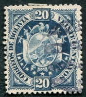 N°0043-1894-BOLIVIE-ARMOIRIES 9 ETOILES-20C-BLEU