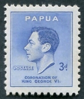 N°0107-1937-PAPOUA-COURONNEMENT GEORGE VI-3P-BLEU