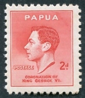 N°0106-1937-PAPOUA-COURONNEMENT GEORGE VI-2P-ROUGE