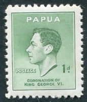 N°0105-1937-PAPOUA-COURONNEMENT GEORGE VI-1P-VERT