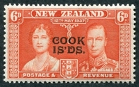 N°0058-1937-COOK-COURONNEMENT GEORGE VI-6P-ROUGE/ORANGE