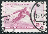 N°0232-1966-CHILI-CHAMP MONDE SKI A PORTILLO-75C-ROSE/LILAS