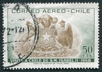 N°0250-1968-CHILI-ARMOIRIES DU CHILI-50C