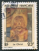 N°197-1983-POLYNESIE-SCULPTURE DU CHRIST-23F