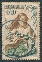 N°001-1958-POLYNESIE-JOUEUSE DE GUITARE-10C
