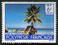 N°255-1986-POLYNESIE-CASE AU TUAMOTU-6F