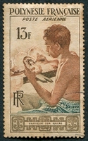 N°001-1958-POLYNESIE-GRAVEUR SUR NACRE-13F