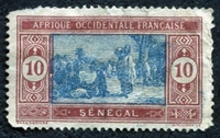 N°074-1922-SENEGAL FR-MARCHE INDIGENE-10C-BRUN ET BLEU