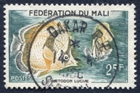 N°0006-1960-MALI REP-POISSON-CHAETODON LUCIAE-25F