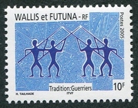 N°636-2005-WALLIS ET FUTUNA-FRESQUE-GUERRIERS-10F