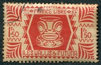N°140-1944-WALLIS ET FUTUNA-SERIE DE LONDRES-1F50-ROUGE