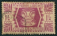 N°139-1944-WALLIS ET FUTUNA-SERIE DE LONDRES-1F-LIE DE VIN