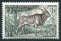 N°238-1957-AFRIQUE EQUAT FR-FAUNE-ELAND DE DERBY-1F