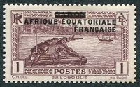 N°017-1936-AFRIQUE EQUAT FR-BOIS SUR L'OGOOUE-1C-VIOLET/BRUN