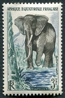 N°240-1957-AFRIQUE EQUAT FR-FAUNE-ELEPHANT-3F