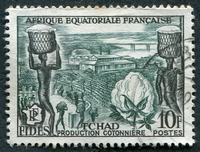 N°233-1956-AFRIQUE EQUAT FR-PRODUCTION COTONNIERE-10F