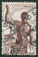 N°221-1947-AFRIQUE EQUAT FR-PIROGUIER DU NIGER-5F