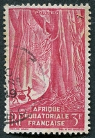 N°218-1947-AFRIQUE EQUAT FR-PAYSAGE-3F-ROSE CARMINE