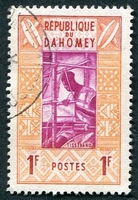 N°0159-1961-DAHOMEY-TISSERAND-1F-ORANGE/LILAS