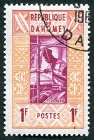 N°0159-1961-DAHOMEY-TISSERAND-1F-ORANGE/LILAS