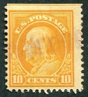 N°0187A-1912-ETATS-UNIS-B.FRANKLIN-10C-JAUNE ORGE