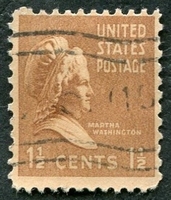 N°0370-1938-ETATS-UNIS-MARTHA WASHINGTON-1 1/2C-BRUN CLAIR
