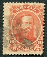 N°0023A-1866-BRESIL-PEDRO II-10R-ROUGE