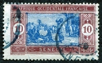 N°074-1922-SENEGAL FR-MARCHE INDIGENE-10C-BRUN ET BLEU