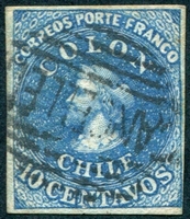 N°0009-1861-CHILI-CHRISTOPHE COLOMB-10C-BLEU