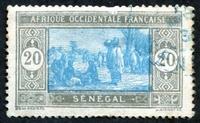 N°102-1927-SENEGAL FR-MARCHE INDIGENE-20C-GRIS ET BLEU